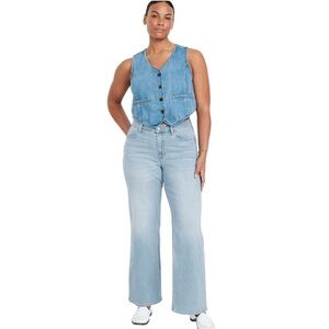 Old Navy High Rise Wow Loose Light Wash Blue denim Jeans Size 14 Short